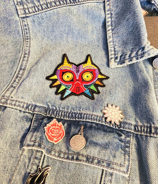 Majora's Mask Embroidered Iron-on Patch TLOZ Skull Kid cursed mask fabric embroidery patch with Free shipping  Sweethaven Cottage   