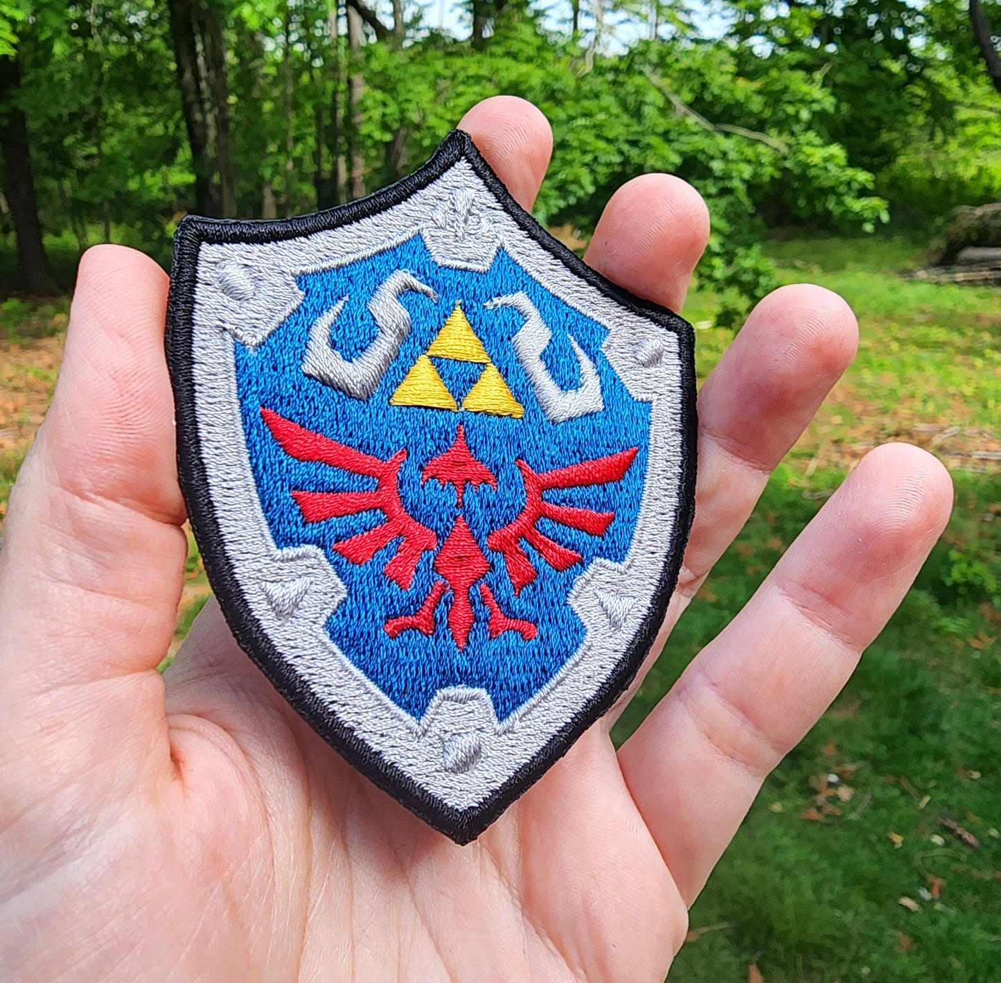 Hylian shield Embroidered Iron-on Patch TLOZ Hyrule Hero Triforce fabric embroidery patch