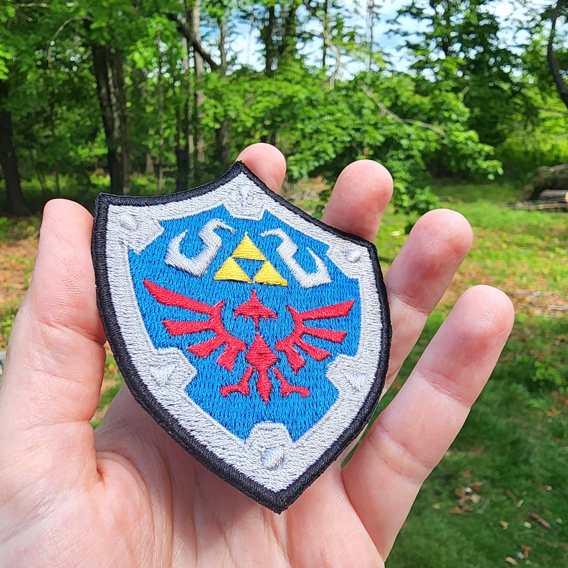 Hylian shield Embroidered Iron-on Patch TLOZ Hyrule Hero Triforce fabric embroidery patch