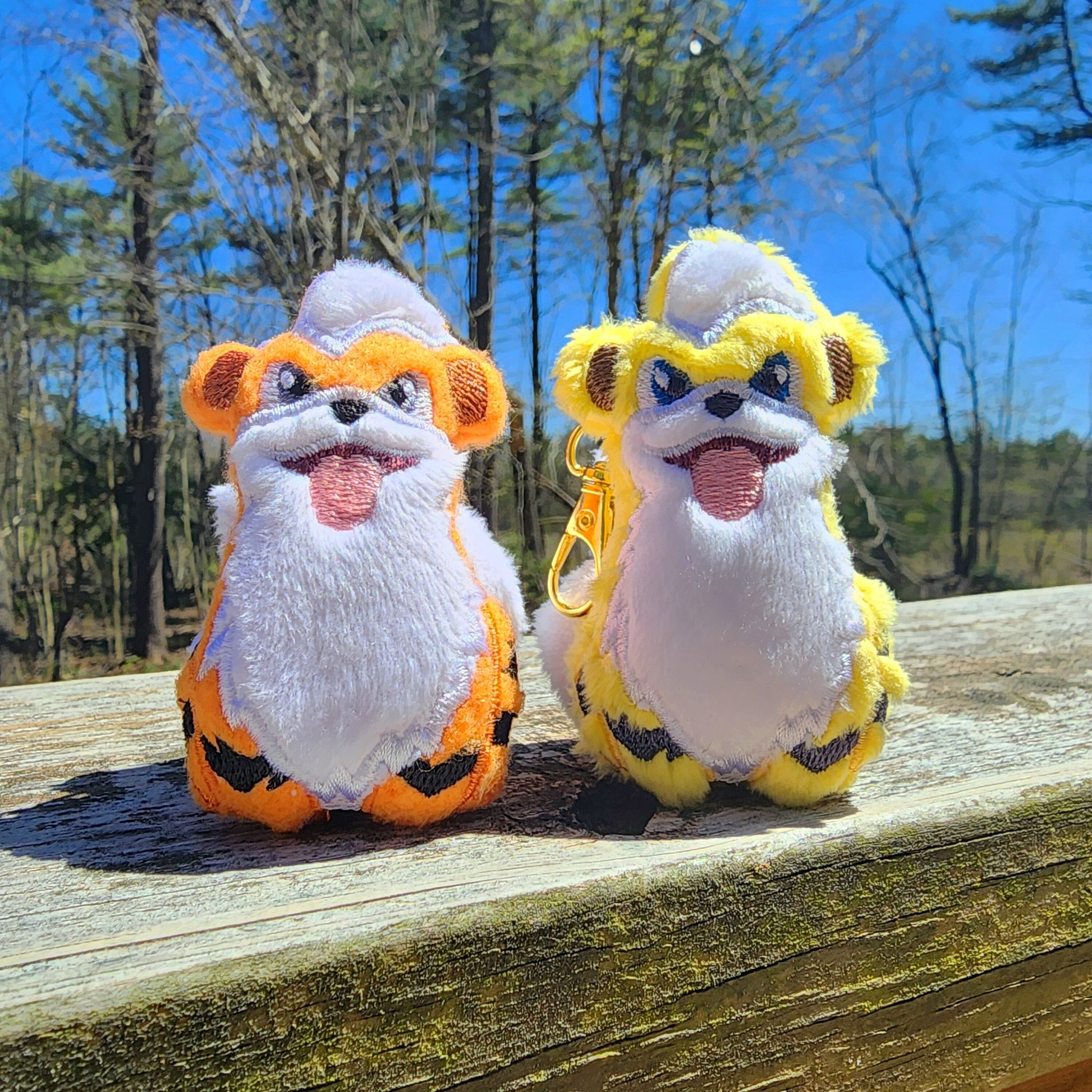 Growlithe Pokemon Plushie Keychain Plush keychain Sweethaven Cottage Both versions  