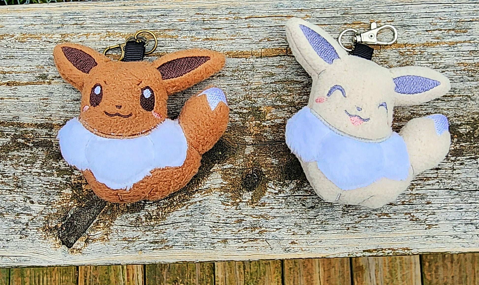 Eevee Pokemon Plushie Keychain Plush keychain Sweethaven Cottage Both versions  