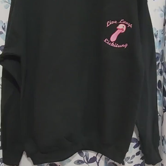 Live Laugh Lickitung Embroidered Adult Unisex Sweatshirt or Hoodie Black Pullover Crewneck Sweater