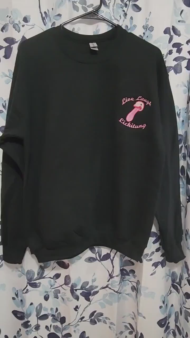 Live Laugh Lickitung Embroidered Adult Unisex Sweatshirt or Hoodie Black Pullover Crewneck Sweater