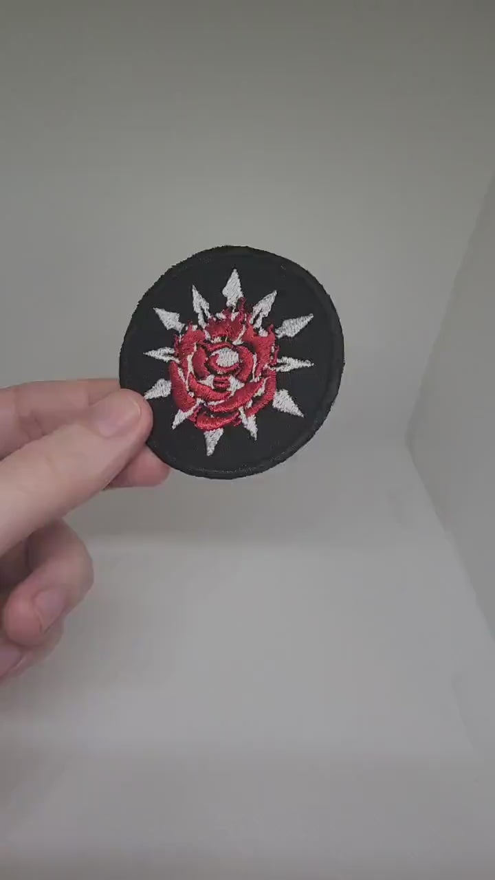 WhiteRose Embroidered Emblem Iron-on Patch WR Ruby and Weiss symbol fabric embroidery sew-on patch Free shipping