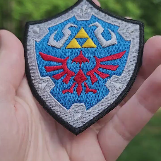 Hylian shield Embroidered Iron-on Patch TLOZ Hyrule Hero Triforce fabric embroidery patch