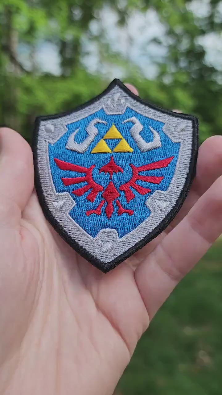 Hylian shield Embroidered Iron-on Patch TLOZ Hyrule Hero Triforce fabric embroidery patch